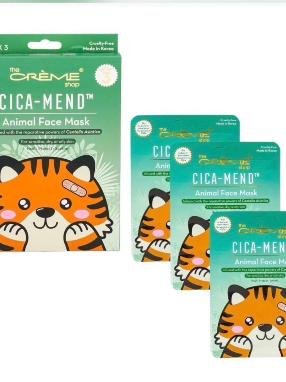 the Crème Shop Cica-Mend Green Animal Face Mask - Soothing Sheet Mask